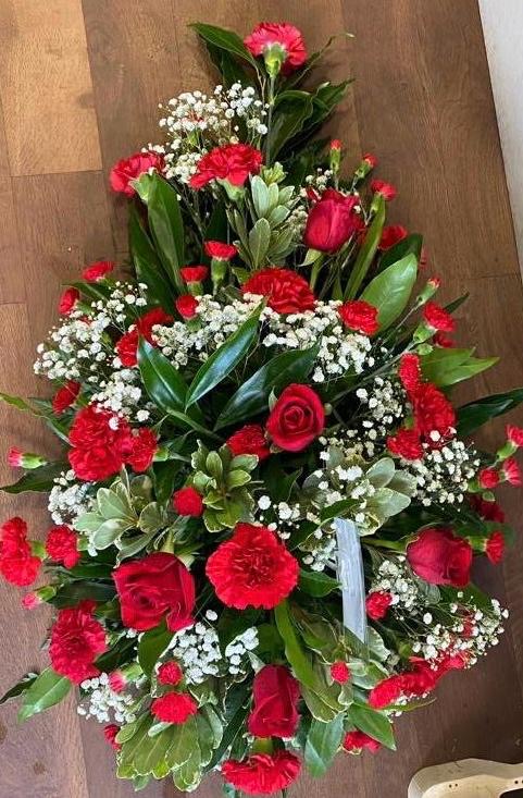 Red and white spray