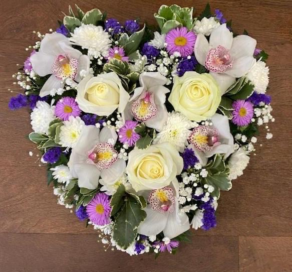 white rose and orchid heart